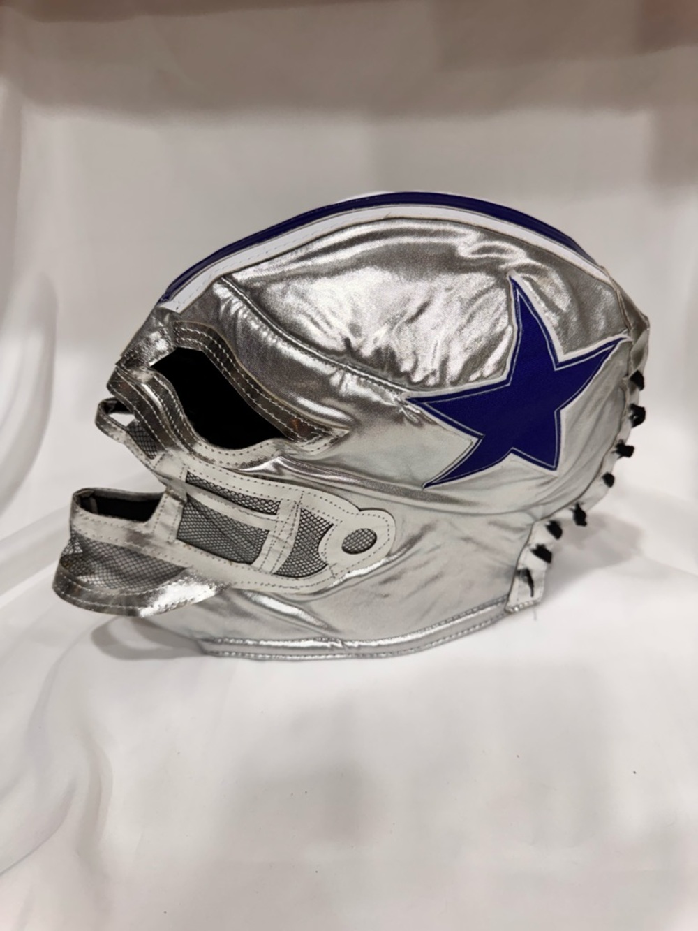 Dallas Cowboys Lucha Libre wrestling mask with a silver and blue star Adult Size